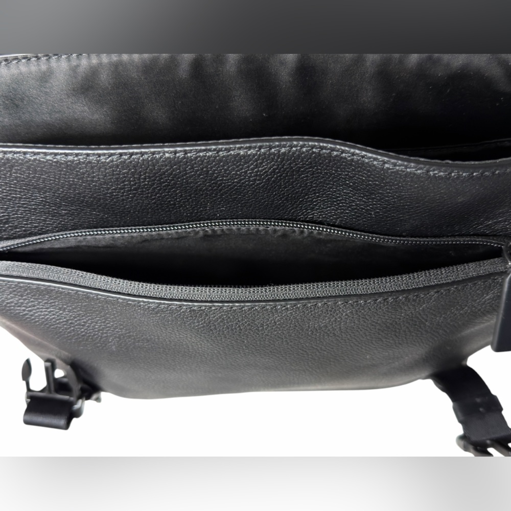 Michael Kors Greyson Black Leather Messenger Bag Crossbody Laptop Work Medium - Picture 6 of 16